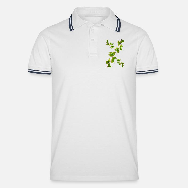BIRKE - Männer Tipped Poloshirt - Weiß/Navy