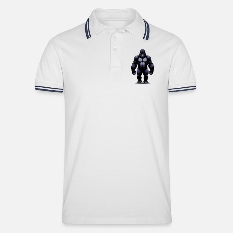 Gorilla - Männer Tipped Poloshirt - Weiß/Navy