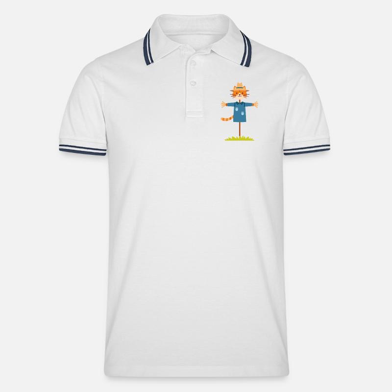 Vogelscheuche Katze - Männer Tipped Poloshirt - Weiß/Navy