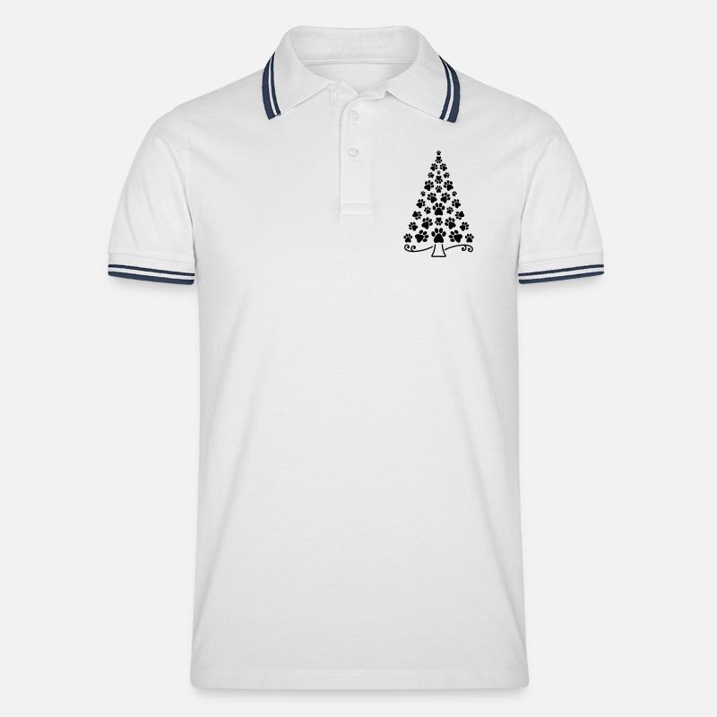 Weihnachtsbaum Pfote - Männer Tipped Poloshirt - Weiß/Navy