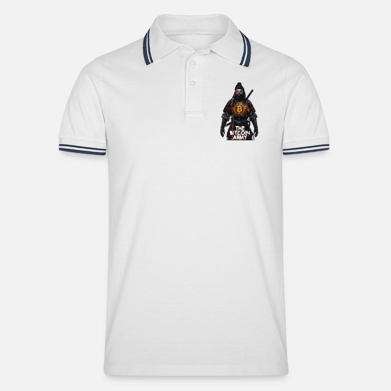 Bitcoin Bazooka – Die Bitcoin-Armee – Samurai 01 - Männer Tipped Poloshirt - Weiß/Navy