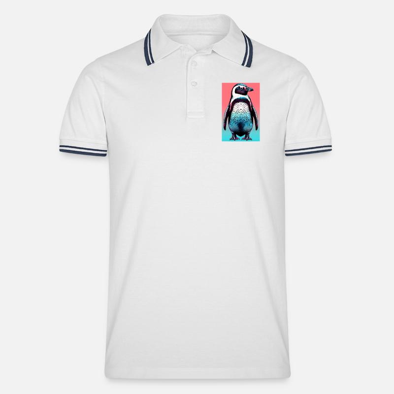 Pinguin - Männer Tipped Poloshirt - Weiß/Navy