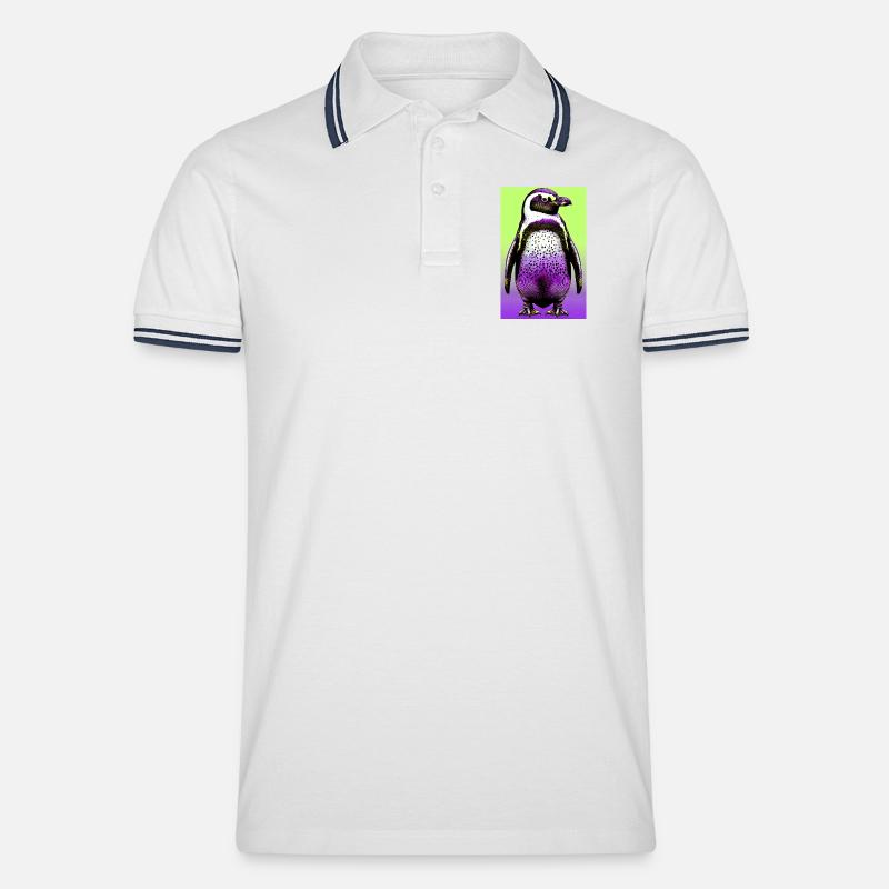 Pinguin - Männer Tipped Poloshirt - Weiß/Navy