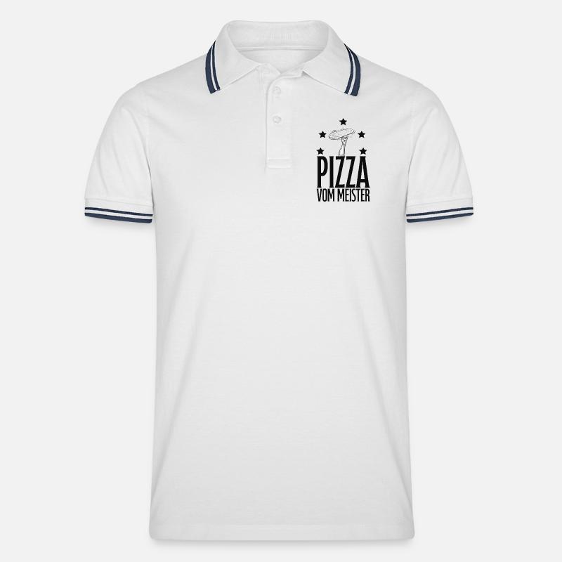 Pizzabäcker, Pizza - Männer Tipped Poloshirt - Weiß/Navy