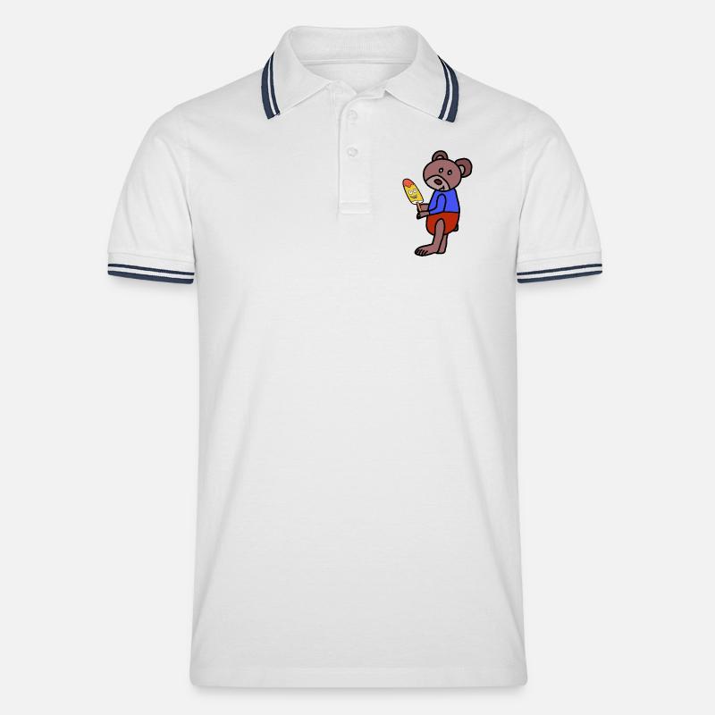 Bär Teddy  Eiskrem  Eis Kind - Men's Tipped Polo Shirt - white/navy