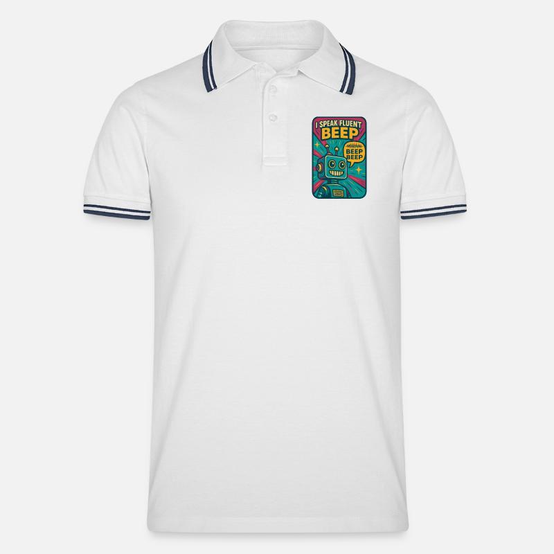 Bip fluide | Robot Science-Fi Nerd - Polo tipped Homme - blanc/marine
