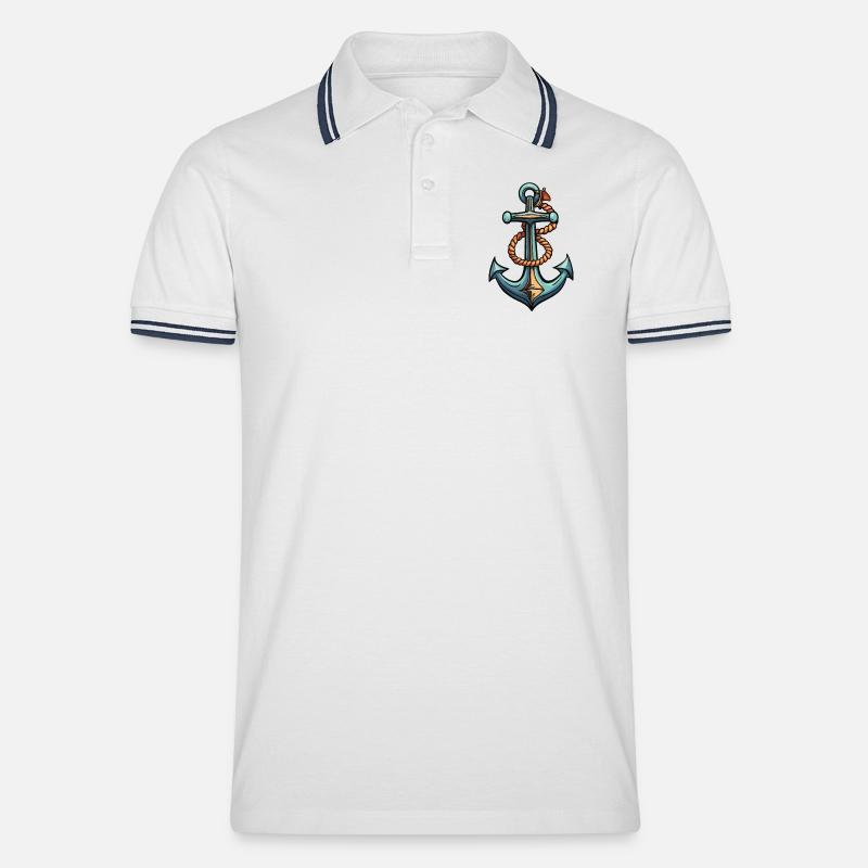 Conception de l’ancre - Polo tipped Homme - blanc/marine