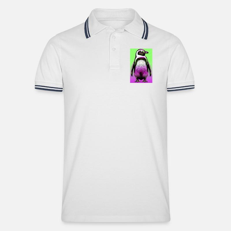 Pinguin - Männer Tipped Poloshirt - Weiß/Navy