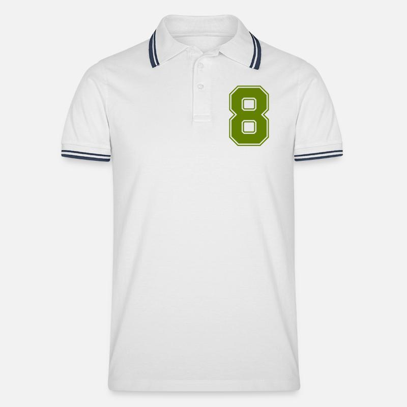 8 - Männer Tipped Poloshirt - Weiß/Navy