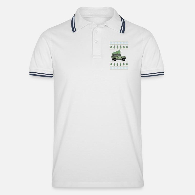 Verteidiger 90 - Weihnachtsbaum - Männer Tipped Poloshirt - Weiß/Navy