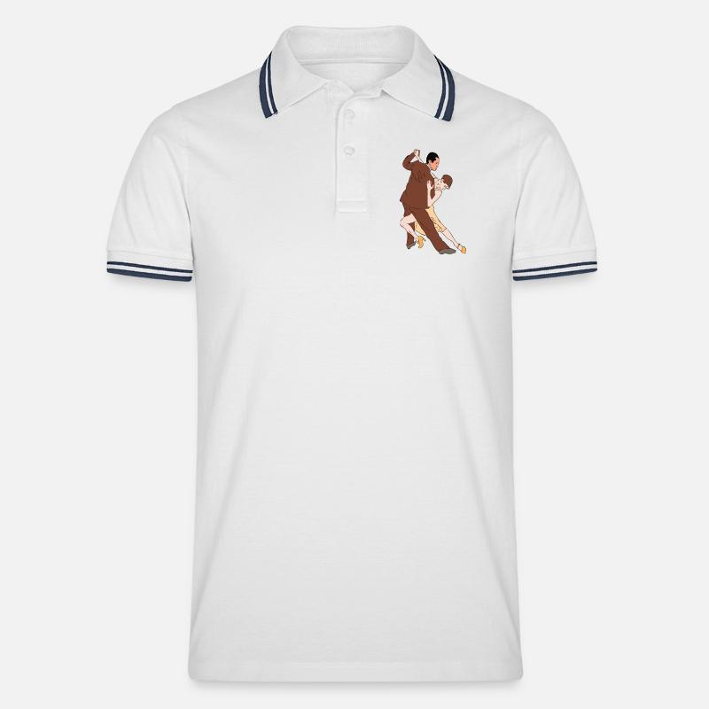 Tango Duo im Silhouette-Stil - Männer Tipped Poloshirt - Weiß/Navy