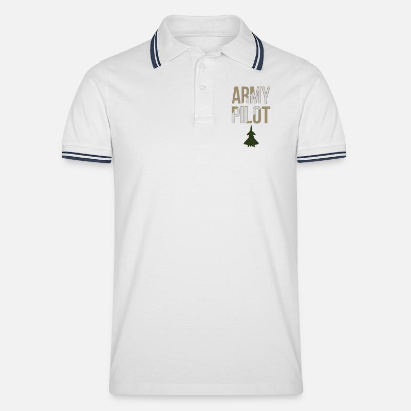 Armee Pilot - Männer Tipped Poloshirt - Weiß/Navy