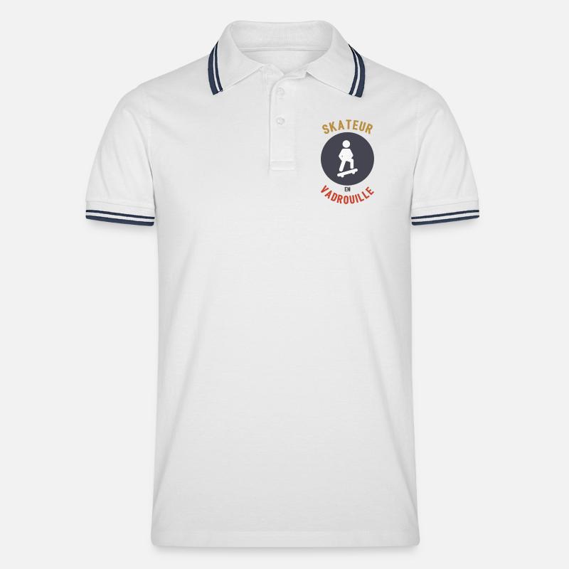 Skateboarder im Mopp - Männer Tipped Poloshirt - Weiß/Navy