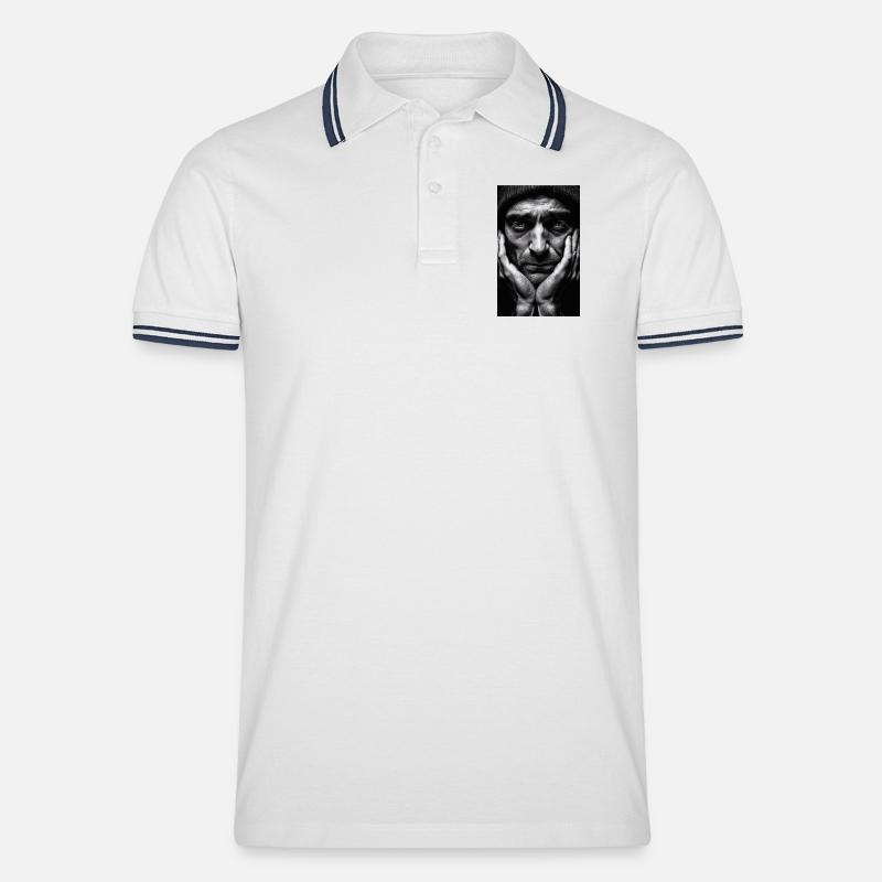 Thinking Guy - Men's Tipped Polo Shirt - white/navy