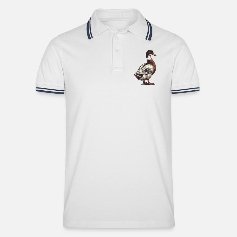 Erpel - Männer Tipped Poloshirt - Weiß/Navy