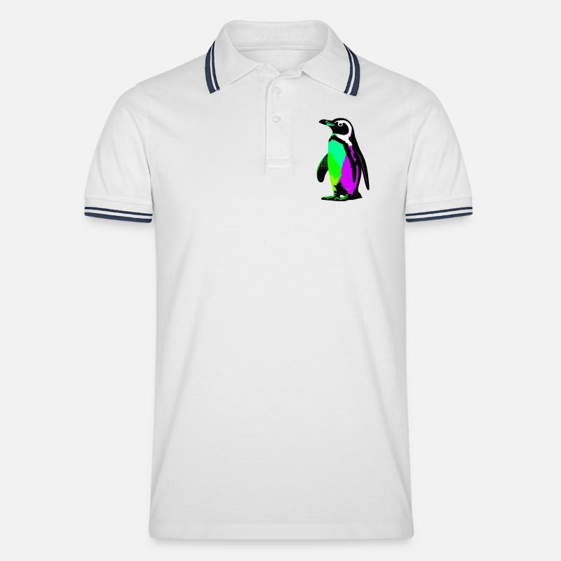 Pinguin - Männer Tipped Poloshirt - Weiß/Navy