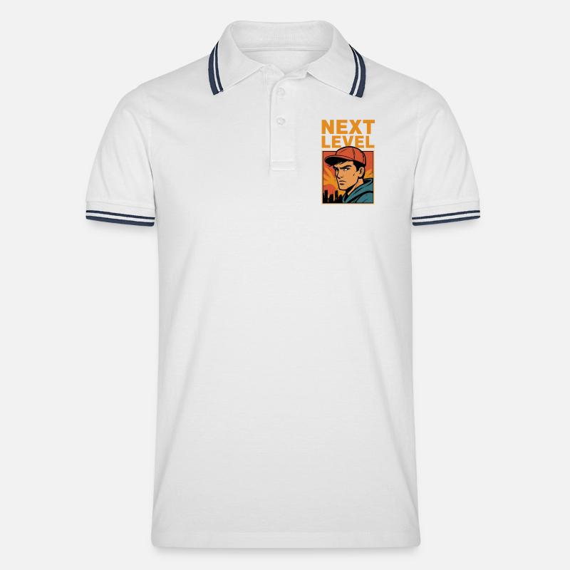 Next Level Retro Helden - Männer Tipped Poloshirt - Weiß/Navy