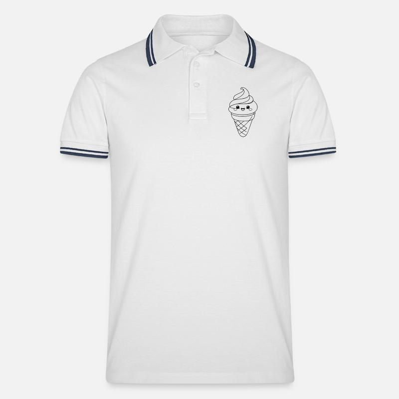 Softeis Eiscreme Icon Minimal Statement - Männer Tipped Poloshirt - Weiß/Navy