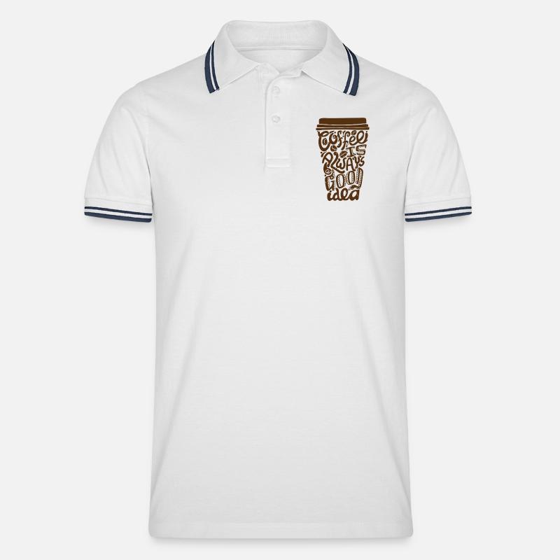 Kaffee Ist Eine Gute Idee - Männer Tipped Poloshirt - Weiß/Navy