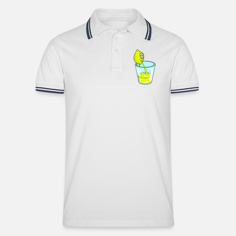 Zitrone - Männer Tipped Poloshirt - Weiß/Navy