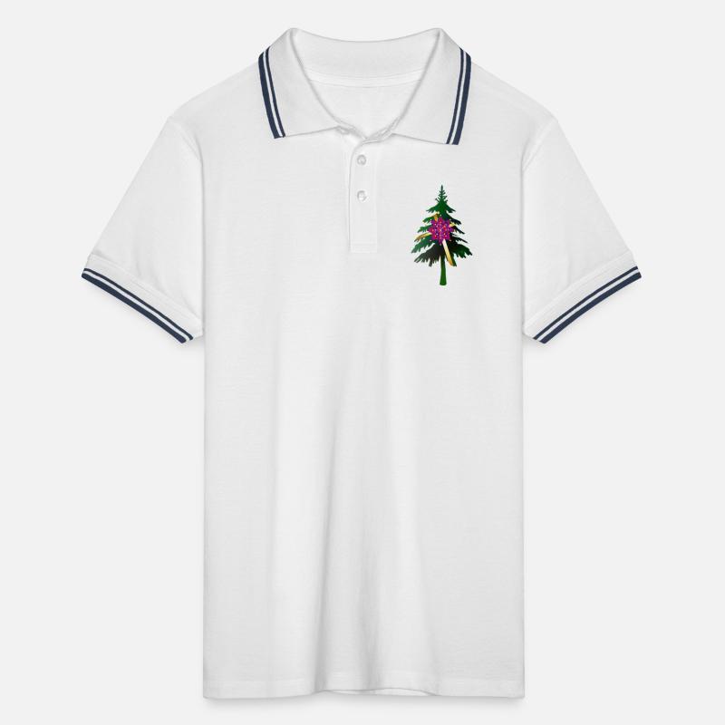 Christbaum oder Weihnachtsbaum & Geschenkschleife Männer Tipped Poloshirt