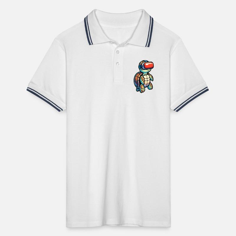 Virtual Shell: The VR Turtle Men's Tipped Polo Shirt