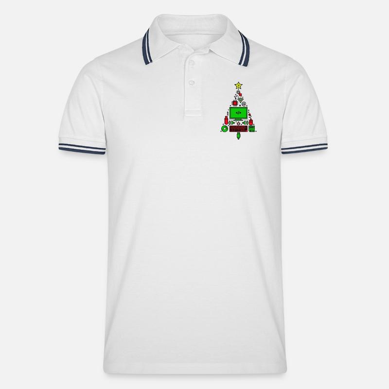 Code Computer Code Debug Skripting Programmierer - Männer Tipped Poloshirt - Weiß/Navy