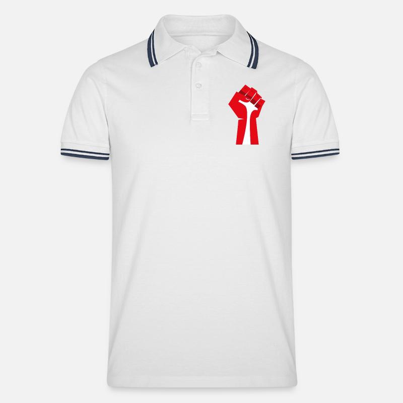 Die erhobene Faust (rot, weiß) - Männer Tipped Poloshirt - Weiß/Navy