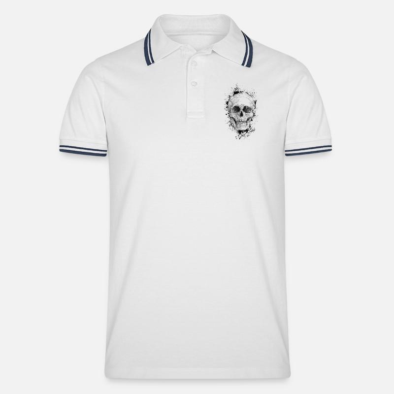 Crâne - Polo tipped Homme - blanc/marine