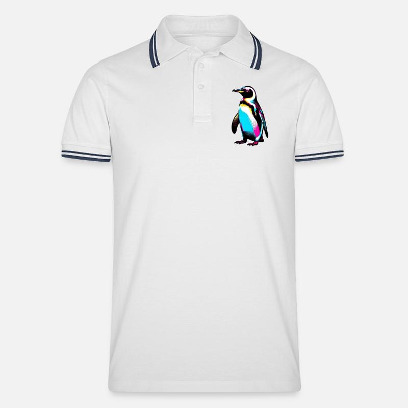 Pinguin - Männer Tipped Poloshirt - Weiß/Navy