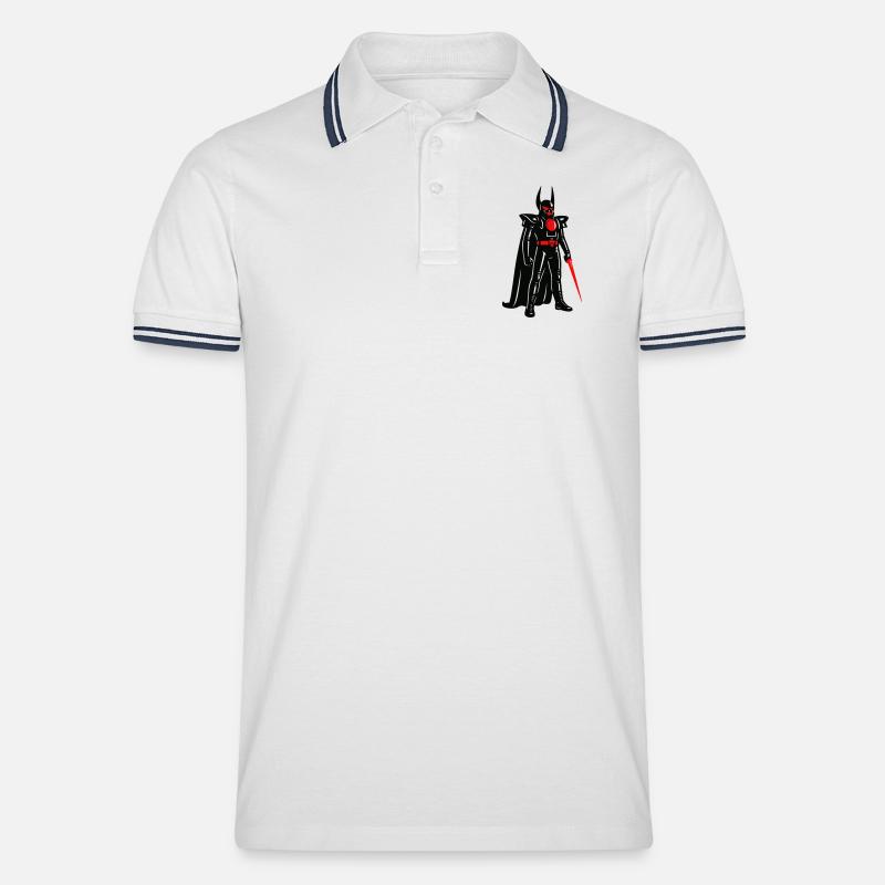 Space Devil - Männer Tipped Poloshirt - Weiß/Navy