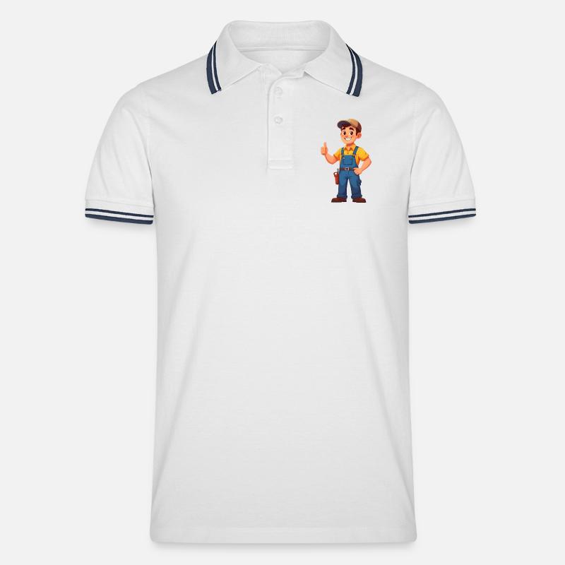 Mechaniker oder Handwerker - Männer Tipped Poloshirt - Weiß/Navy