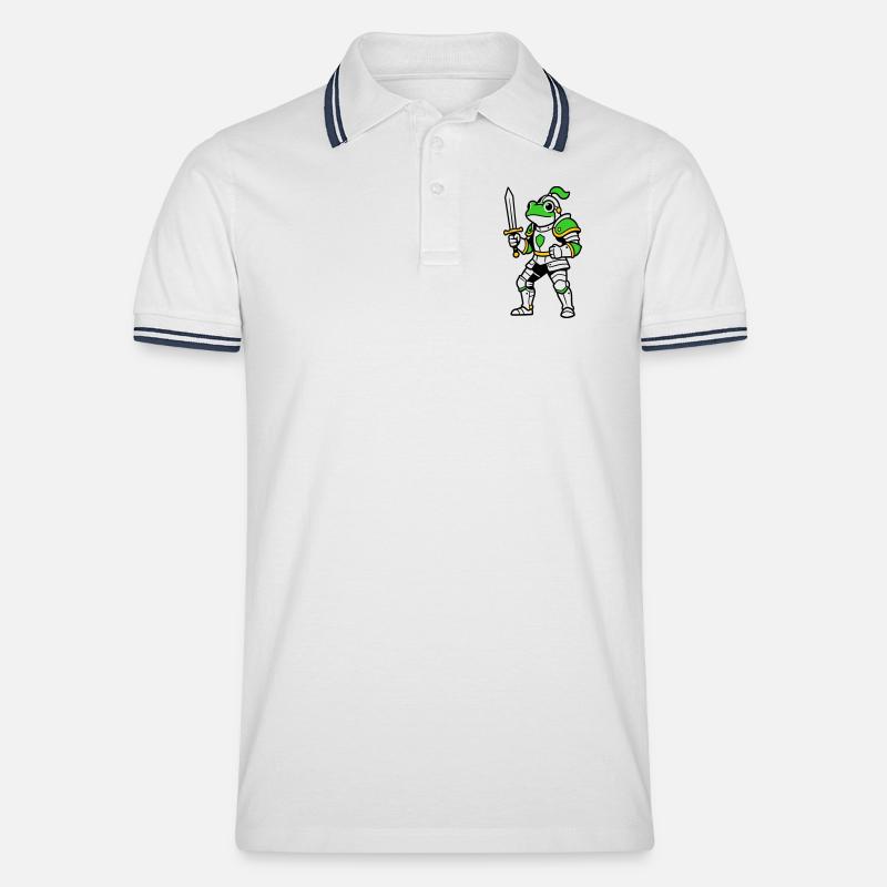 Froschritter - Männer Tipped Poloshirt - Weiß/Navy