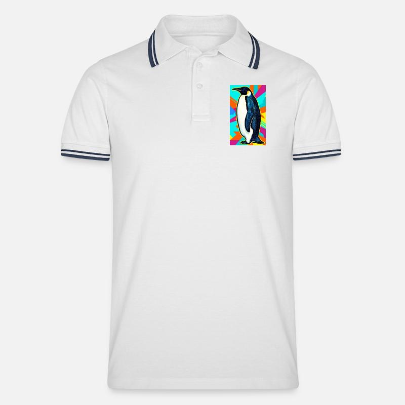 Pinguin - Männer Tipped Poloshirt - Weiß/Navy