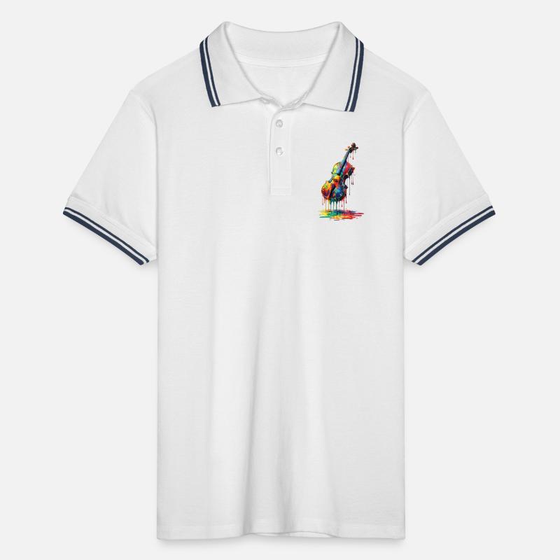 Violin with dripping paint Men's Tipped Polo Shirt