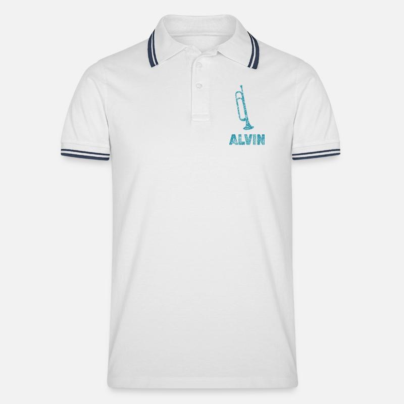 Alvin - Männer Tipped Poloshirt - Weiß/Navy