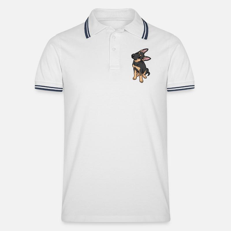 Cartoon Sheepdog Affection - Men's Tipped Polo Shirt - white/navy