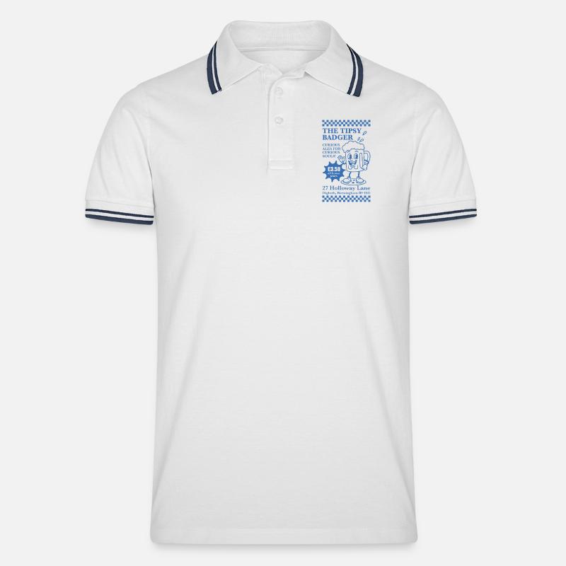 Das beschwipste Dachs-Maskottchen - Männer Tipped Poloshirt - Weiß/Navy