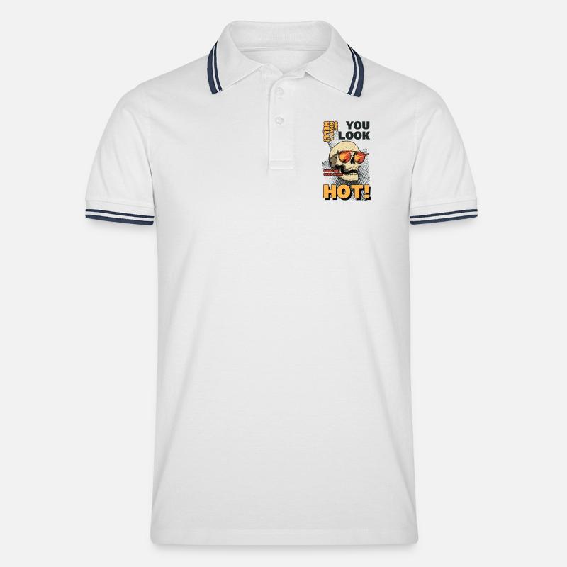 You Look Hot - Männer Tipped Poloshirt - Weiß/Navy