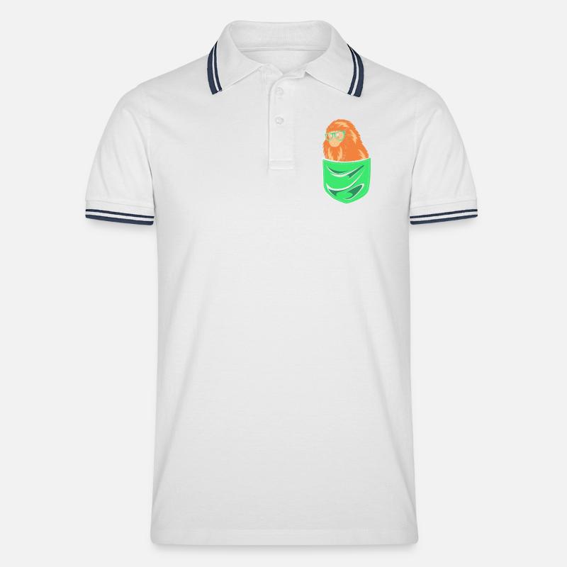 Tamarin Affe - Männer Tipped Poloshirt - Weiß/Navy
