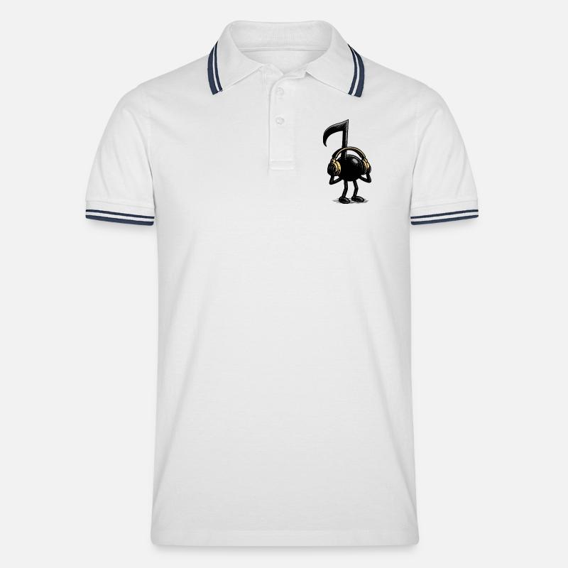 Musiknote - Männer Tipped Poloshirt - Weiß/Navy