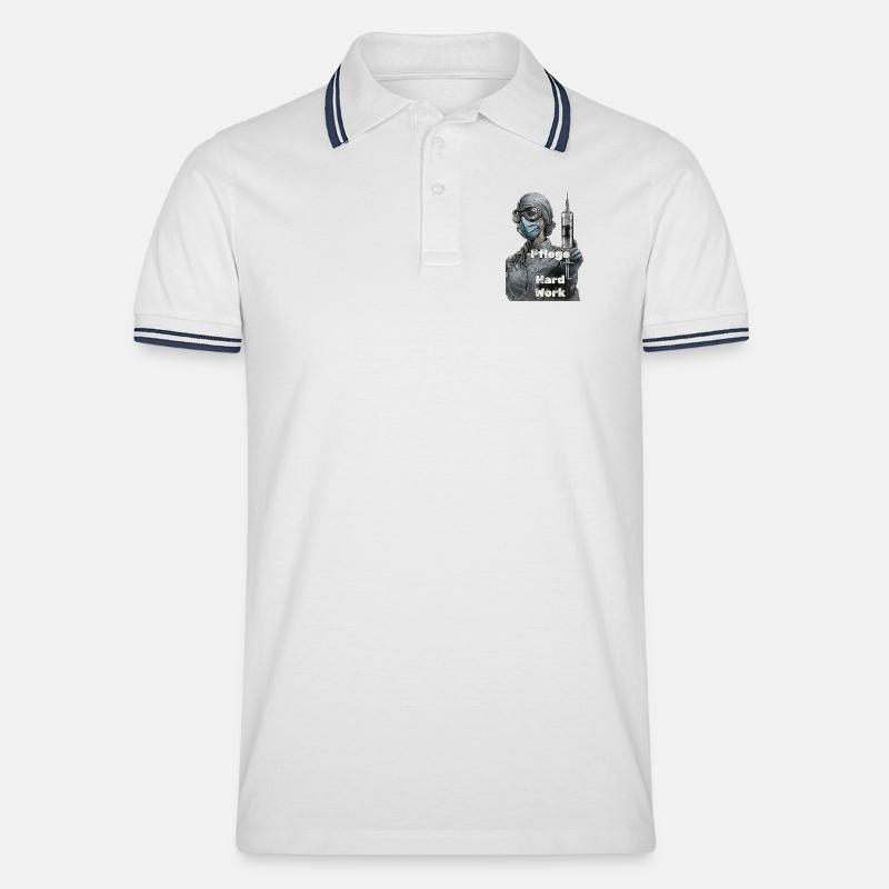 Pflegeheldin Harte Arbeit - Männer Tipped Poloshirt - Weiß/Navy