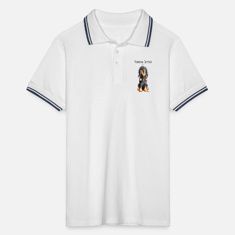 Funny Gordon Setter - Hund - Comic - Hunderasse Männer Tipped Poloshirt
