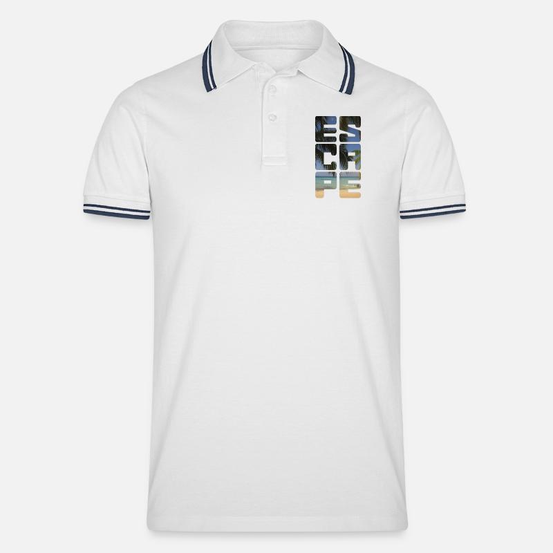 Escape Beach - Männer Tipped Poloshirt - Weiß/Navy