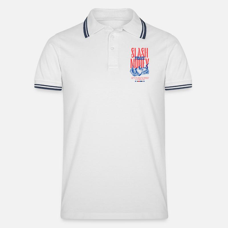 Silberne Spritzer - Männer Tipped Poloshirt - Weiß/Navy