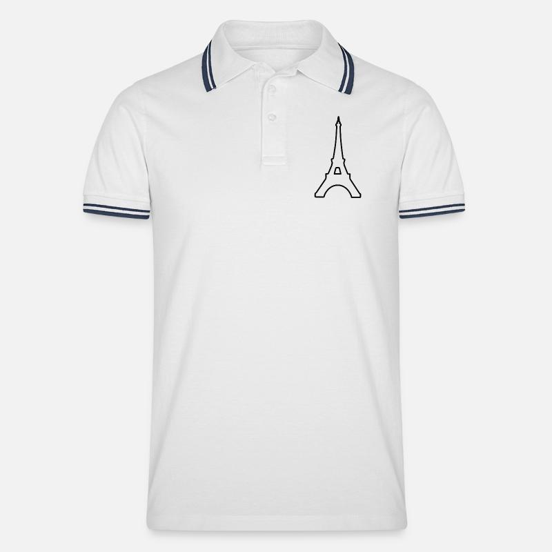 Eiffelturm Paris minimalistisches Wahrzeichen - Männer Tipped Poloshirt - Weiß/Navy