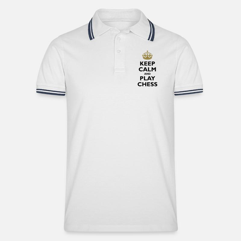 Keep calm and play chess - Männer Tipped Poloshirt - Weiß/Navy