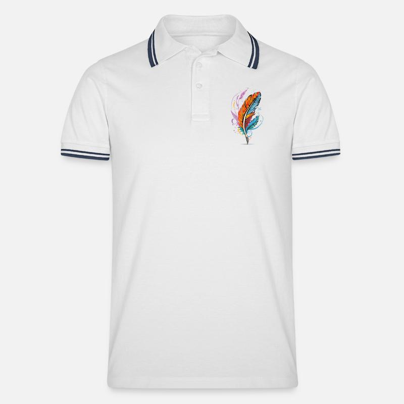 Feather - Männer Tipped Poloshirt - Weiß/Navy