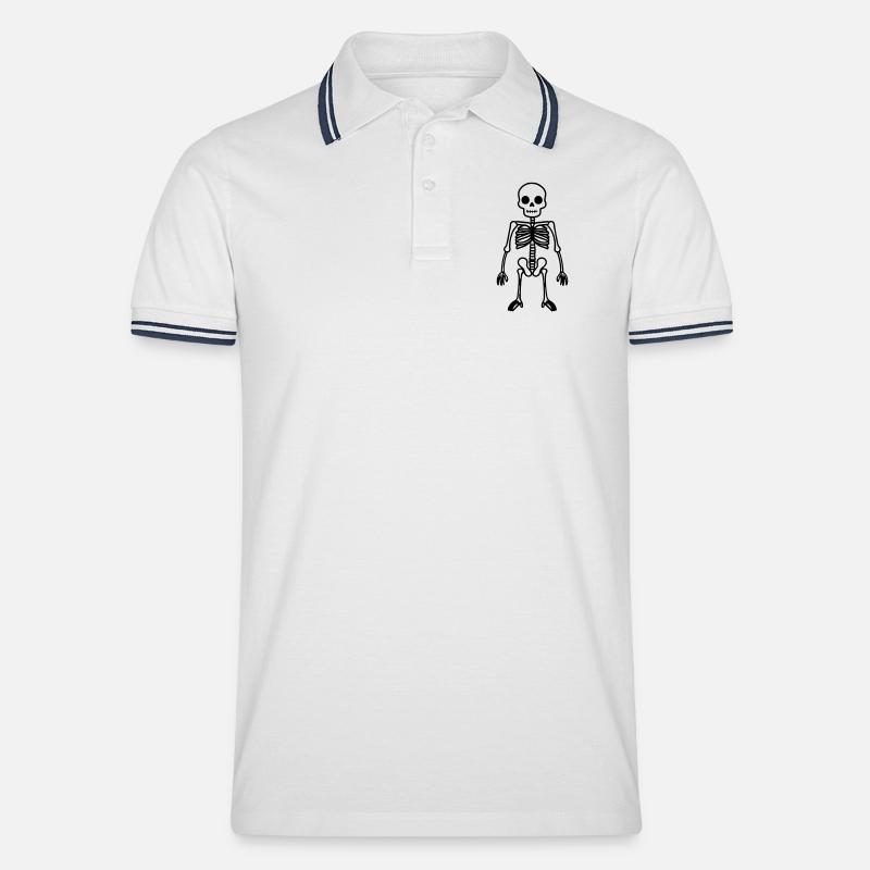 Skeleton Comic - Men's Tipped Polo Shirt - white/navy