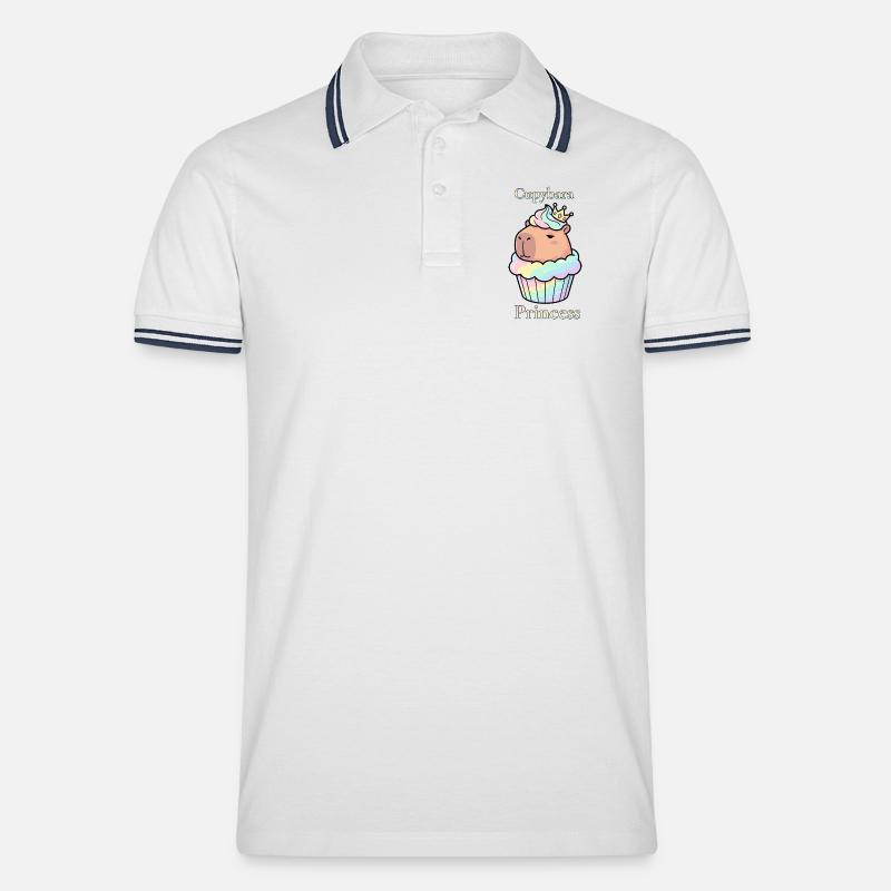 Cupybara Princess Capybara Cupcake mit Krone - Männer Tipped Poloshirt - Weiß/Navy